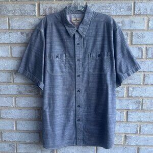Woolrich Short Sleeve Button Up Collared Gray Shirt Men's Size XL